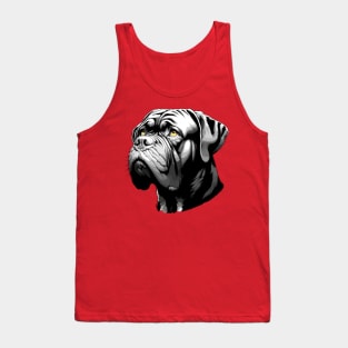 Stunning and Cool Dogue de Bordeaux Monochrome and Gold Portrait for Father's Day Tank Top